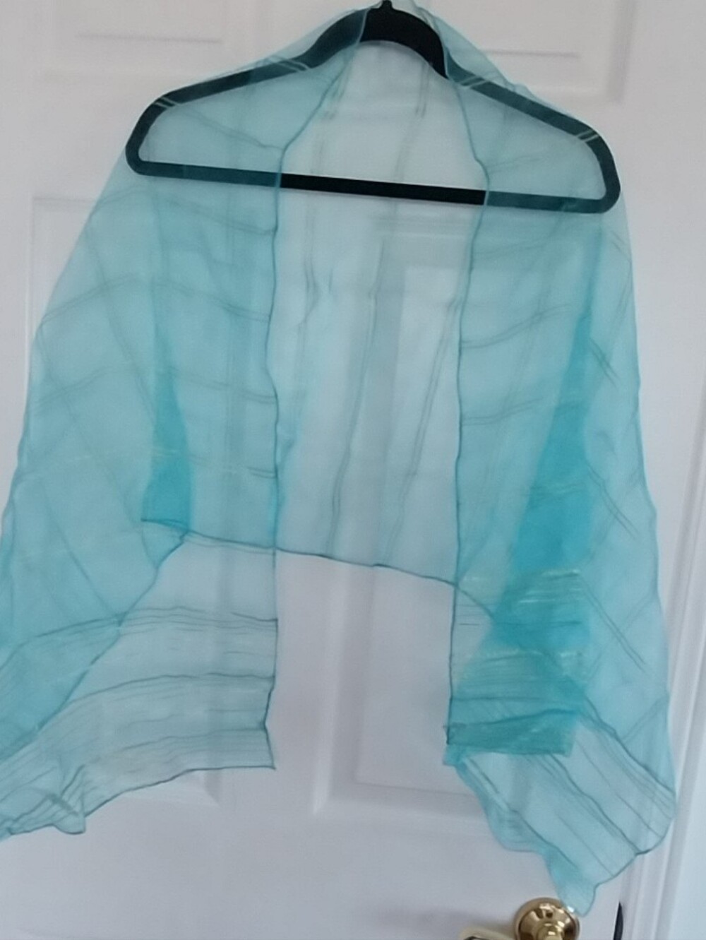 Sheer Aqua Blue Scarf Wrap - Picture 2 of 10